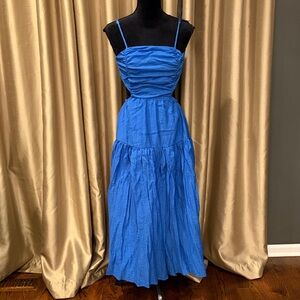 Cobalt Blue Crepe Side Cut-Out Open Back Dress